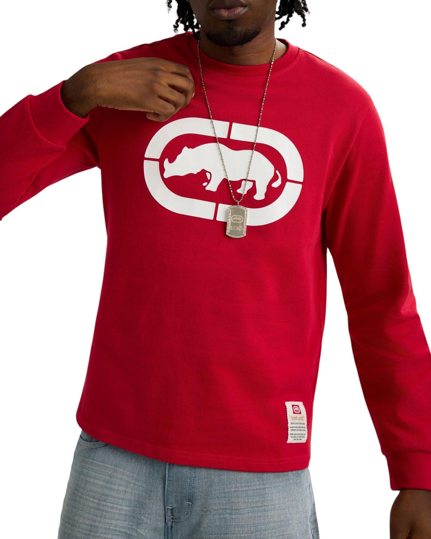 ecko unltd. Men's Classic Rhino Long Sleeve Tee - Red - RED